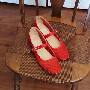 Dolce Vita Red Mesh Mary Jane Flats
